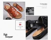 Sandalias planas de cuero para hombre con correa ajustable de doble propósito, cómodas sandalias de playa antideslizantes con punta abierta - details 2