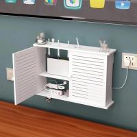 Cajas de almacenamiento de enrutador Wifi inalámbrico, caja de madera, soporte de Cable Plus, tablero de enchufe colgante de pared, estante de almacenamiento S - details 3