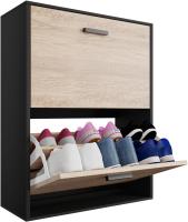 Mueble zapatero de 12 pares - Estantería de gran capacidad para vestíbulo o pasillo - (ancho) 60 x (profundidad) 24 x (alto) 80 cm - Madera clara blanca - details 89