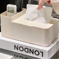 Caja de toallas de papel multifuncional a prueba de polvo, caja de almacenamiento de escritorio de plástico de diseño Simple, dispensador de servilletas impermeable para sala de estar - details 10