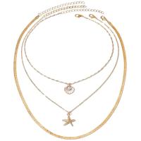 Collar multicapa con cuentas exageradas para niñas, colgante de estilo bohemio, gargantilla de estrella de mar Y2K, collar de clavícula de concha apilada, 3 uds. - details 10