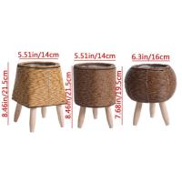 ETA de ratán triangular de alta calidad, con patas desmontables, Eternos de mano, soporte para plantas tejido - details 1