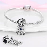 Pulsera Fit Original de 3mm en Plata Esterlina S925 con Pluma de Dreamcatcher y Cuentas DIY para Mujeres Joyería Fina de Cumpleaños - details 27