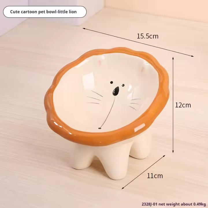 Cuenco Bonito de Dibujos Animados para Mascotas Protección de Cerámica para Cuello Alto - 1