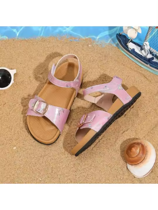 Sandalias planas versátiles de ropa exterior para niña dulce, zapatos de playa de estilo extranjero. - 1