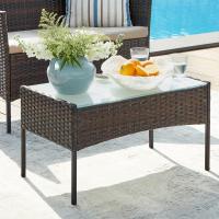Conjunto de Muebles de Jardín, Muebles de Patio de Ratán, Muebles de Mimbre de PE para el Patio, Marrón y Topo - details 5