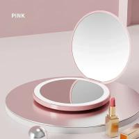 Espejo de Maquillaje Luminoso LED Portátil Pequeño, Plegable, Luz USB, Espejo Magnificado Compacto para Cosméticos - details 4