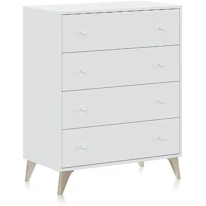 Comoda con 4 Cajones, para Dormitorio, Modelo Dulce, Acabado en Color Blanco Artik, Medidas: 77,5 cm (Ancho) x 95 cm (Alto) x 40 cm (Fondo) - 1