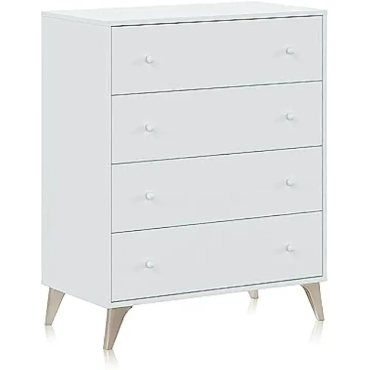 Comoda con 4 Cajones, para Dormitorio, Modelo Dulce, Acabado en Color Blanco Artik, Medidas: 77,5 cm (Ancho) x 95 cm (Alto) x 40 cm (Fondo) - 1