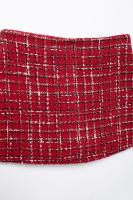 Abrigo de Moda de Otoño para Mujer Cuello Cerrado, Manga Larga, Textura a Cuadros Rojo, Abrigo Exterior Delgado con Bolsillos de Abrigo de Viento y Lluvia - details 14