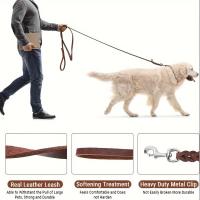 Collar de cuero con tachuelas para perro, correa de cuero adecuada para perros grandes, antimordeduras - details 4
