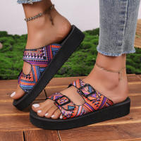 Zapatillas planas con estampado aleatorio para mujer, zapatos informales, sandalias de playa, chanclas para caminar, verano, 2024 - details 13