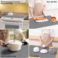 Estera protectora de silicona para encimera de cocina, 27,8x19,9 pulgadas, cubierta protectora para encimera de vidrio de silicona, esteras de secado negras - details 5