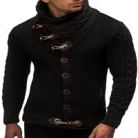 Suéter de punto tipo cárdigan de un solo pecho con cuello alto para hombre, para otoño e invierno - details 10