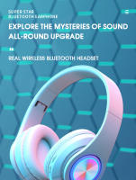 Auriculares inalámbricos B39 con luces LED de colores, audífonos con Bluetooth, tarjeta TF, AUX, cable de reproducción, estéreo de graves HiFi plegable, música - details 0
