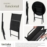 Conjunto Muebles Jardín Exterior 3 Piezas con Estructura de Acero, Mesa y Sillas Terraza Resistentes a Intemperie, Topes en Patas, Tela de Secado Rápido, Asas para Fácil Transporte - Negro - details 4