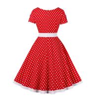 Vestido de Verano Vintage Hepburn Polka Dot de Contraste Cuello Cuadrado de los 50 Cintura Alta - details 30