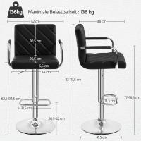 Juego de 2 Taburetes de Bar Altura Ajustable 92-113,5cm Sillas de Bar Asientos Giratorios Diseño Moderno Taburetes Altos Negro - details 28