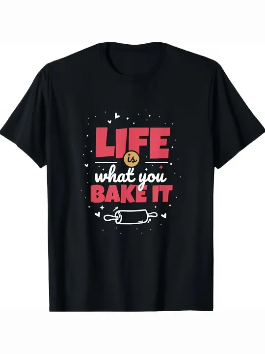 Camiseta de Diseño para Amantes de Hornear Cuello Redondo Manga Corta Algodón Suave y Cómodo - 1