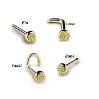 Piercing de acero con gema para la nariz, anillos de oro con tornillo para la nariz, piercing para la nariz, 1,5-3mm, 20g, 1 ud. - details 2