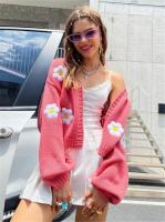 Kawaii Cardigan de Manga Suelta para Mujer Patrón de Flor Ligero Ideal para Trabajar - details 13