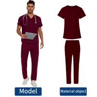Top exfoliante con cuello en V + pantalón médico, ropa de enfermería, uniformes médicos de S-3XL, disfraz de médico de dentista de manga corta, Tops y pantalones de enfermera - details 43