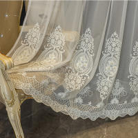 Cortinas de Dormitorio, 2 Piezas,Cortina bordada decorativa para Salón Habitación, Blanco - details 6