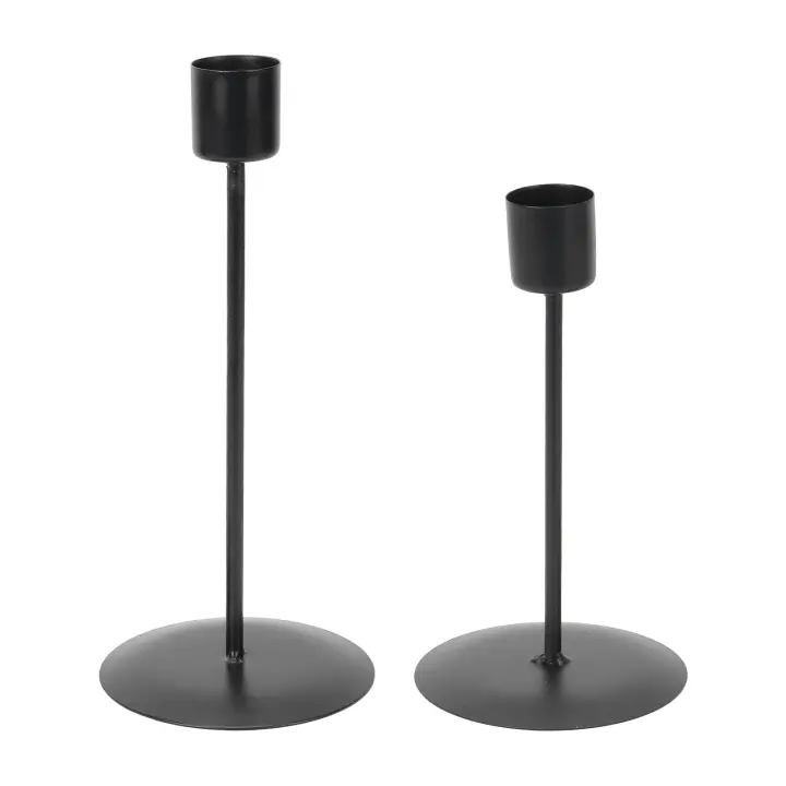 Candelabros Juego de 2 candelabros decorativos vintage de un solo cabezal de metal para decoración del hogar de fiesta de comedor de boda (negro) - 1