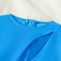 Traje de Baño de Una Pieza de Colores Sólidos Manga Larga Ajuste Ajustado Material de Nylon - details 17