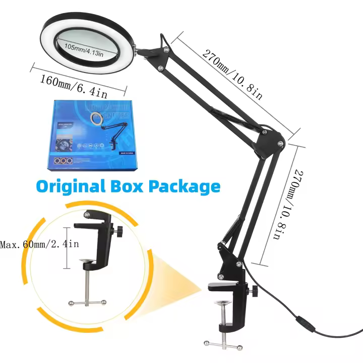 Lupa iluminada para reparación de soldador, lámpara de mesa, belleza para el cuidado de la piel, 72LED 8X/10X, USB, 3 colores - 1