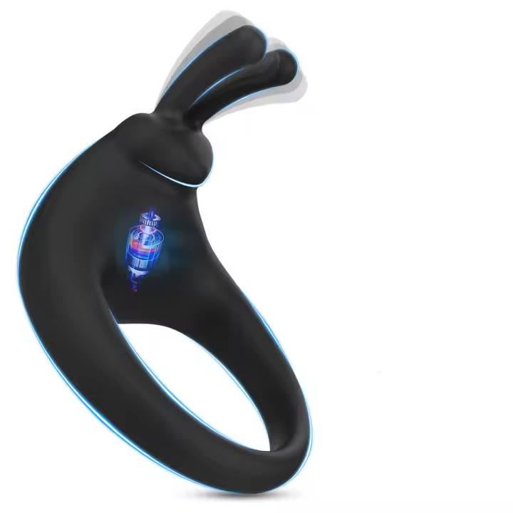 Anillo de vibración de silicona de carga de succión magnética para adultos, dispositivo de control remoto inalámbrico para hombres, bloqueo de oreja de conejo, 2. ª generación - 1