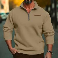 Jersey de cuello alto de terciopelo para hombre, suéter informal de color sólido, media cremallera, talla grande, tendencia de invierno - details 32