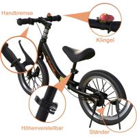 Bicicleta Sin Pedales con Freno de 2-6 años, Bici Equilibrio de 14 Pulgadas con Caballete y Timbre, Altura de Sillín Regulable, hasta 40kg, Juguetes para Niña y Niños - details 9