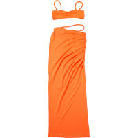 BUNO-Conjunto de 2 piezas de tejido para mujer, camisolas cortas plisadas lisas impresionantes + faldas largas de cintura alta, traje de vacaciones de tendencia femenina - details 77