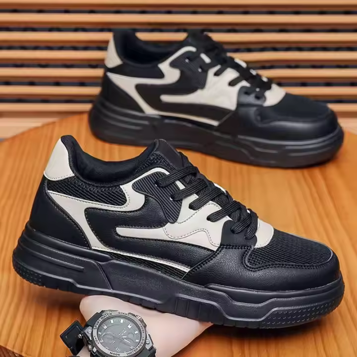 Nuevos zapatos deportivos y de ocio a la moda para hombre con estilo para caminar, parte superior de malla de cuero sintético, suela de goma MD EVA - 1