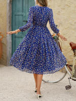 Vestido de cintura con lazo floral estilo casual de vacaciones para mujer Primavera Verano - details 11