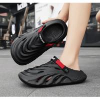 Sandalias que usan los hombres en verano, antideslizantes de suela gruesa, zapatos con orificios con sensación de mierda para conducir, geniales zapatillas de bolsa de gran tamaño de doble propósito de playa - details 7