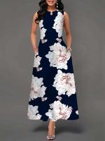 Women's Boho Long Dress Elegant Sleeveless Floral Print Casual Beach Party Summer Dress - details 44