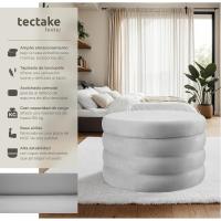 Taburete Almacenaje Bouclé, Carga: 120 kg, MDF, Puff Almacenaje, Taburete Dormitorio, Reposapies Puff, Zapatero Entrada Recibidor, Asiento Acolchado, Ideal Salón Hogar - 42 x 47 cm Crema - details 56