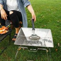 Estufa al aire libre brasero de acero inoxidable para acampar, calentador de leña, portátil, plegable, para caminata, barbacoa, soporte para parrilla - details 4