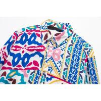 BUNO-Camisa de manga larga con estampado de textura de seda suelta para mujer, camisa versátil con tapa, temperamento, primavera, novedad de 2025 - details 10