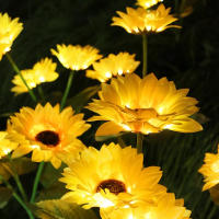 Luces solares para decoración de jardín al aire libre, paquete de 2 luces solares para jardín con 4 luces de girasol, luces solares impermeables para exteriores - details 4