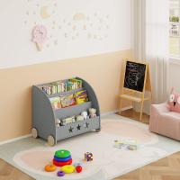 4 Ruedas y 3 Estantes Pequeños Librero Infantil para Habitación Organizador Multiusos Estante Mini Libreria Gris Maram - details 4