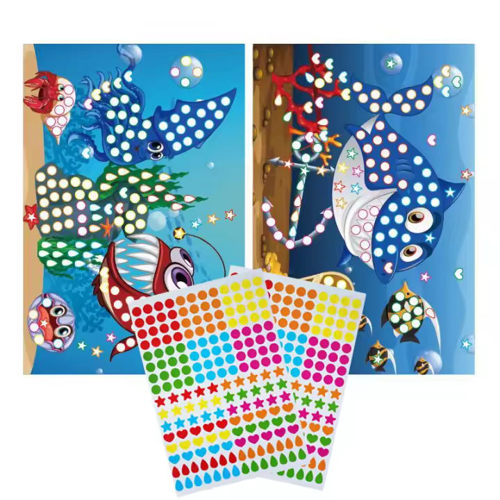 Pegatinas de rompecabezas de mosaico de puntos coloridos DIY, animales de dibujos animados, aprendizaje primario, juguetes educativos creativos para niños, juegos para niños, regalo - 1
