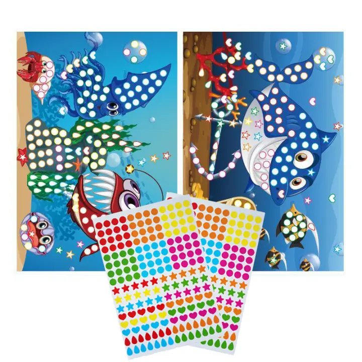 Pegatinas de rompecabezas de mosaico de puntos coloridos DIY, animales de dibujos animados, aprendizaje primario, juguetes educativos creativos para niños, juegos para niños, regalo - 1