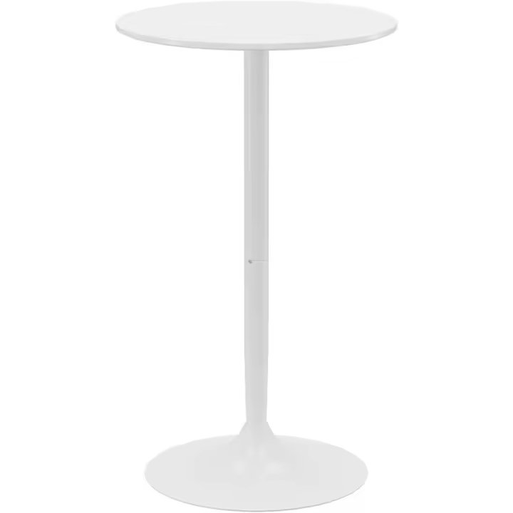 Mesa de bar redonda, mesa alta de cocina moderna con encimera laminada y marco de acero para 2 personas para comedor en casa Ø60x102 cm blanco - 1