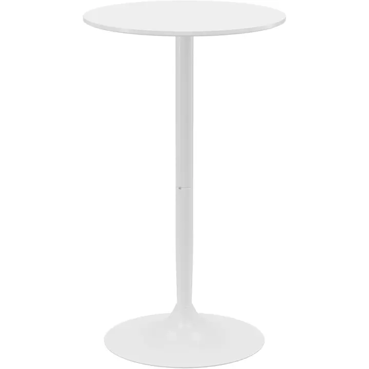 Mesa de bar redonda, mesa alta de cocina moderna con encimera laminada y marco de acero para 2 personas para comedor en casa Ø60x102 cm blanco - 1