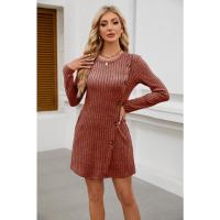 Vestidos de punto de manga larga de moda otoñal para mujer, vestido ajustado de color sólido para dama - details 6