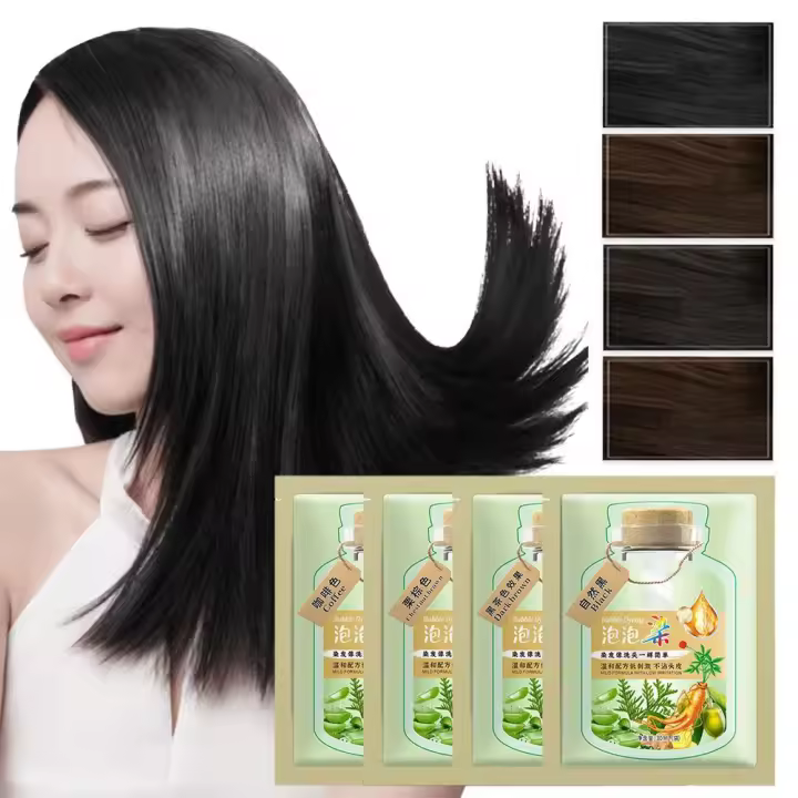 Champú duradero para tinte de cabello con burbujas, cobertura natural rápida, gris y blanco - 1