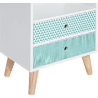Cómoda de Madera Cajonera con 2 Cajones con Estante Abierto para Dormitorio Salón 45x30x65 cm Blanco - details 8